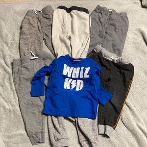6 2t pairs of Jogger style sweatpants w/1 LS shirt